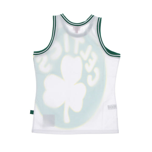 MITCHELL & NESS Canotta Tipo Basket Uomo Nba Big Face Blown Out Fashion Jersey Hardwood Classics Boscel White/original Team Colors da uomo
