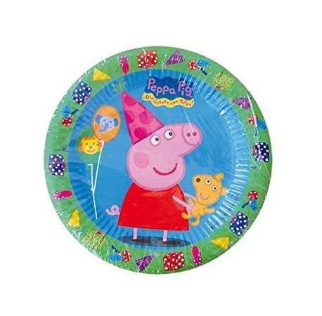 CONFEZIONE 8 PIATTI IN CARTA 18CM TEMA PEPPA PIG