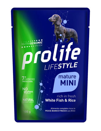 Prolife Lifestyle mangime umido Mature Cani Mini pesce bianco e riso 100 gr