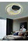 Plafoniera Led 55w Tondo Con Cerchi Nero Oro Lampada Da Soffitto Luce 6500k 70883