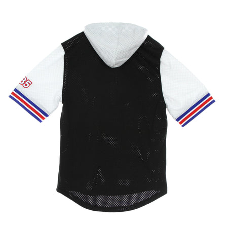 MITCHELL & NESS Felpa Leggera Cappuccio Manica Corta Uomo Nba Mesh Fashion Hoodie Hardwood Classics All Star Game 1985 Black/black/silver da uomo