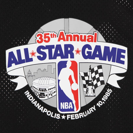 MITCHELL & NESS Felpa Leggera Cappuccio Manica Corta Uomo Nba Mesh Fashion Hoodie Hardwood Classics All Star Game 1985 Black/black/silver da uomo