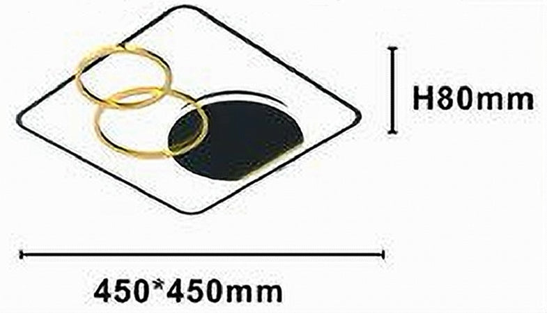 Plafoniera Led 55w Quadrato Con Cerchi Nero Oro Lampada Soffitto Luce 4000k 70890