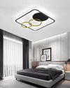 Plafoniera Led 55w Quadrato Con Cerchi Nero Oro Lampada Soffitto Luce 6500k 70906