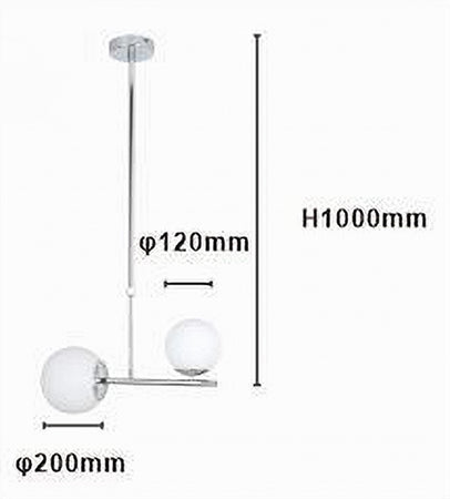 Lampadario A Sospensione Argento Con 2 Sfere In Vetro Bianco Attacco G9 E27 33498