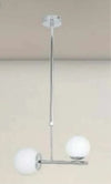Lampadario A Sospensione Argento Con 2 Sfere In Vetro Bianco Attacco G9 E27 33498