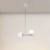 Lampadario A Sospensione Argento Con 2 Sfere In Vetro Bianco Attacco G9 E27 33498