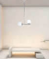 Lampadario A Sospensione Argento Con 2 Sfere In Vetro Bianco Attacco G9 E27 33498