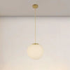 Lampadario A Sospensione Oro Con Sfera Vetro Bianco Attacco E27 Moderno Minimal 33504