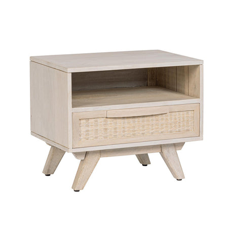 Comodino "Sahana" per camera, Struttura In Legno Di Mango, Schienale E Fondo Cassetto In Mdf