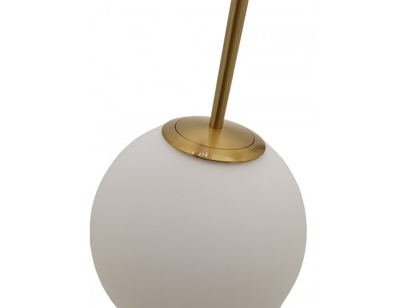 Lampadario A Sospensione Oro Con Sfera Vetro Bianco Attacco E27 Moderno Minimal 33504