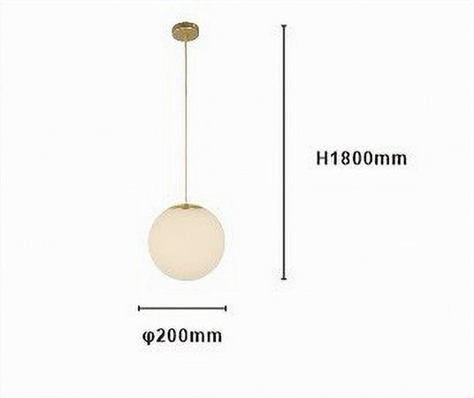 Lampadario A Sospensione Oro Con Sfera Vetro Bianco Attacco E27 Moderno Minimal 33504