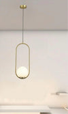 Lampadario A Sospensione Oro Ovale Con Sfera Vetro Attacco E27 Moderna Minimal 32835