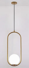 Lampadario A Sospensione Oro Ovale Con Sfera Vetro Attacco E27 Moderna Minimal 32835