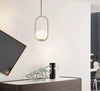 Lampadario A Sospensione Oro Ovale Con Sfera Vetro Attacco E27 Moderna Minimal 32835