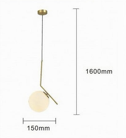 Lampadario A Sospensione Attacco E27 Oro Con Sfera In Vetro Moderno Minimal 32828