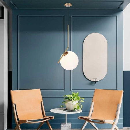 Lampadario A Sospensione Attacco E27 Oro Con Sfera In Vetro Moderno Minimal 32828