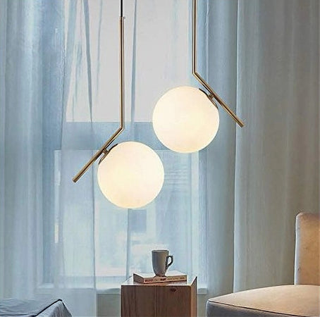 Lampadario A Sospensione Attacco E27 Oro Con Sfera In Vetro Moderno Minimal 32828