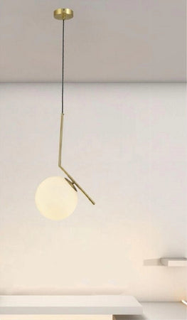 Lampadario A Sospensione Attacco E27 Oro Con Sfera In Vetro Moderno Minimal 32828