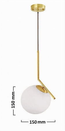 Lampadario A Sospensione Attacco E27 Oro Con Sfera In Vetro Moderno Minimal 32828