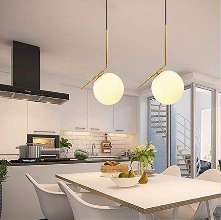 Lampadario A Sospensione Attacco E27 Oro Con Sfera In Vetro Moderno Minimal 32828