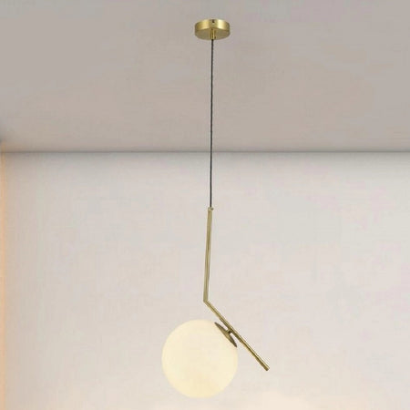 Lampadario A Sospensione Attacco E27 Oro Con Sfera In Vetro Moderno Minimal 32828
