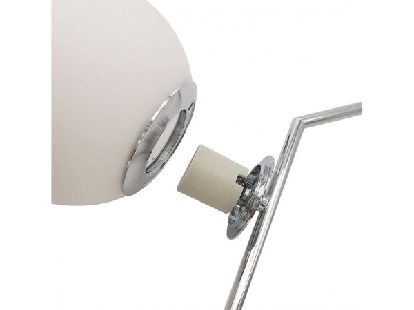 Lampadario A Sospensione Attacco E27 Argento Con Sfera Vetro Moderno Minimal 33474