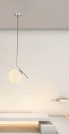 Lampadario A Sospensione Attacco E27 Argento Con Sfera Vetro Moderno Minimal 33474