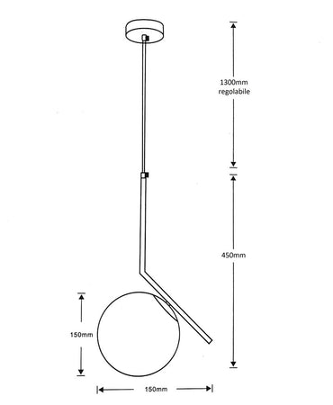 Lampadario A Sospensione Attacco E27 Argento Con Sfera Vetro Moderno Minimal 33474