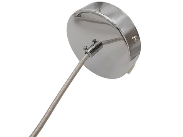 Lampadario A Sospensione Cerchio Metallo Sfera Vetro Bianco Attacco E27 Argento 33467