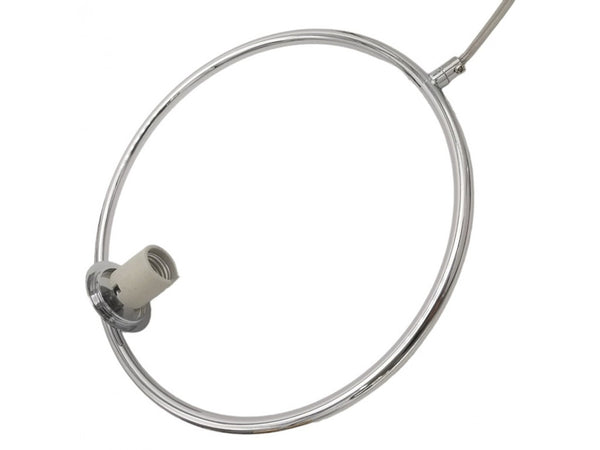 Lampadario A Sospensione Cerchio Metallo Sfera Vetro Bianco Attacco E27 Argento 33467