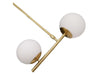 Lampadario A Sospensione Oro Con 2 Sfere In Vetro Bianco Opaco Attacco G9 E27 33481