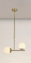 Lampadario A Sospensione Oro Con 2 Sfere In Vetro Bianco Opaco Attacco G9 E27 33481