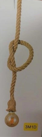 Lampadario A Sospensione Da 3 Mt Corda Di Canapa Portalampada Attacco E27 582963