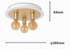 Plafoniera A Soffitto In Metallo Oro Bianco Con 3 Luci Lampada Attacco E27 32668