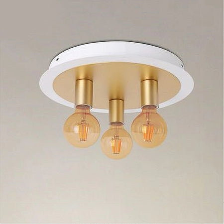 Plafoniera A Soffitto In Metallo Oro Bianco Con 3 Luci Lampada Attacco E27 32668