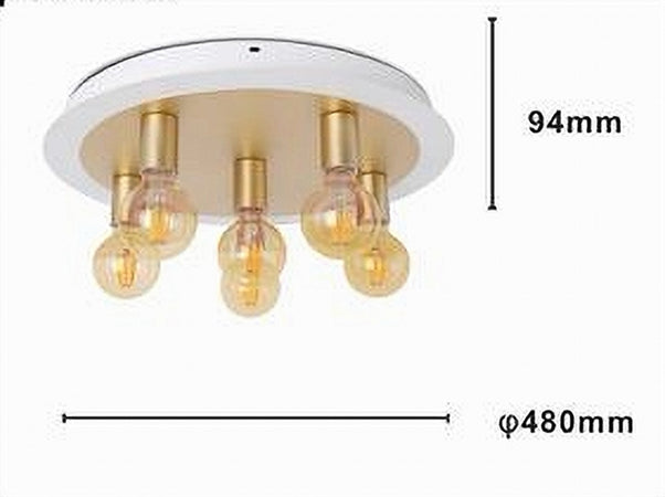Plafoniera A Soffitto In Metallo Oro Bianco Con 5 Luci Lampada Attacco E27 32675