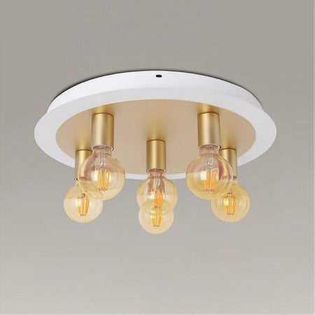 Plafoniera A Soffitto In Metallo Oro Bianco Con 5 Luci Lampada Attacco E27 32675