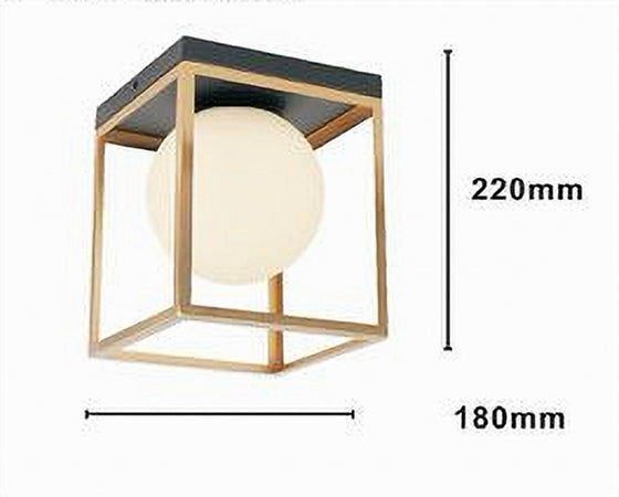 Lampadario Moderno Nero Oro A Soffitto Plafoniera Quadrata E27 Nordico Con Sfera 32682