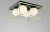 Lampadario Moderno Nero Oro A Soffitto Plafoniera Quadrata E27 Nordico 4 Sfere 32699