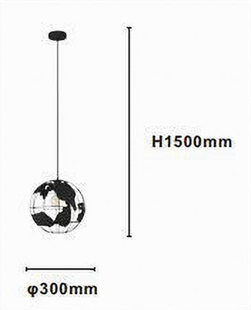Lampadario A Sospensione Mappamondo E27 In Metallo Nero Sfera Globo Sospeso 33948
