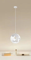 Lampadario A Sospensione Mappamondo E27 In Metallo Bianco Sfera Globo Sospeso 33931
