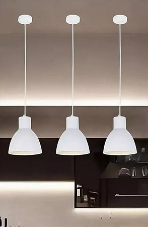 Lampadario A Sospensione E27 Ferro Paralume Moderno Contemporaneo Campanella Bianca 33283