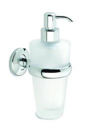 METAFORM - DISPENSER SAPONE DA PARETE EOS 786 - VETRO SATINATO OPACO E ACCIAIO CROMATO