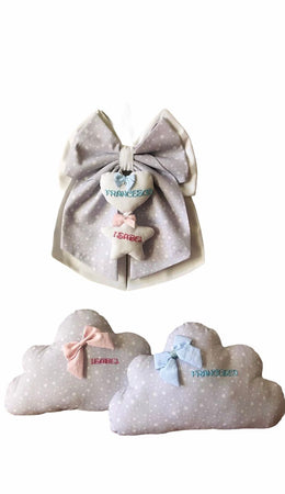 Fiocco nascita in cotone personalizzabile fatto a mano 35 x h 40 cm "Made in Italy"