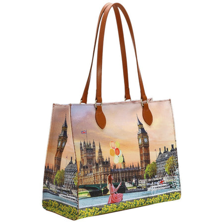 YNot borsa square shopping bag Yellow Flowers YES602S4