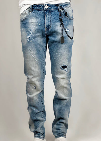 Jeans UOMO cinque tasche con logo bianco