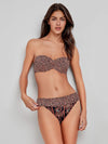 Bikini Gisela 2/30193B taglia M/3, top bandeau leopardato con ferretto in silicone e slip fantasia multiposizione, tessuto elastico.