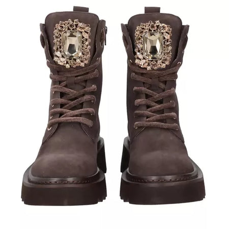ToscaBlu Donna Stivaletto Lea in suede con maxi accessorio colore testa di moro