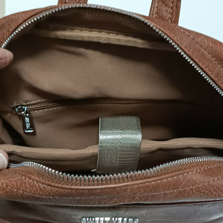 Zaino Multitasche in Ecopelle Fodera in Poliestere 1 Manico E Spallacci Regolabili, Tasca Esterna